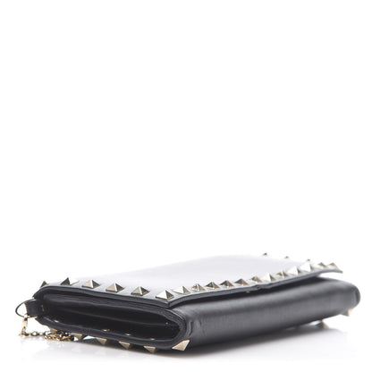Valentino Garavani Vitello Rockstud Flap Wallet on Chain Black 4 of 10
