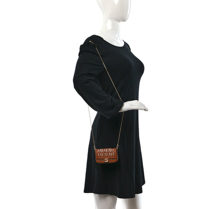 Fendi Nappa Vitello Grace Micro FF Intreccio Nano Baguette Charm Brandy Camelia 3 of 8