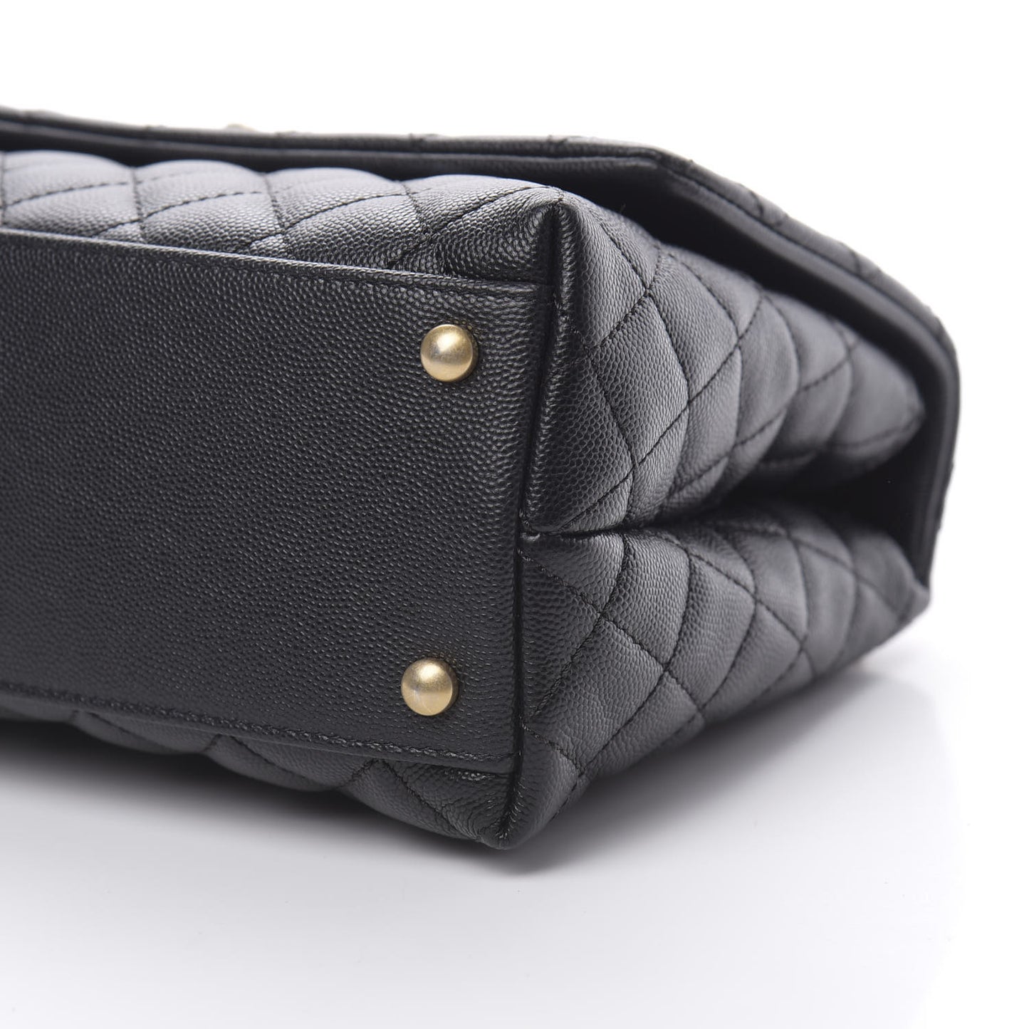 Caviar Lizard Embossed Quilted Small Coco Handle Flap Black