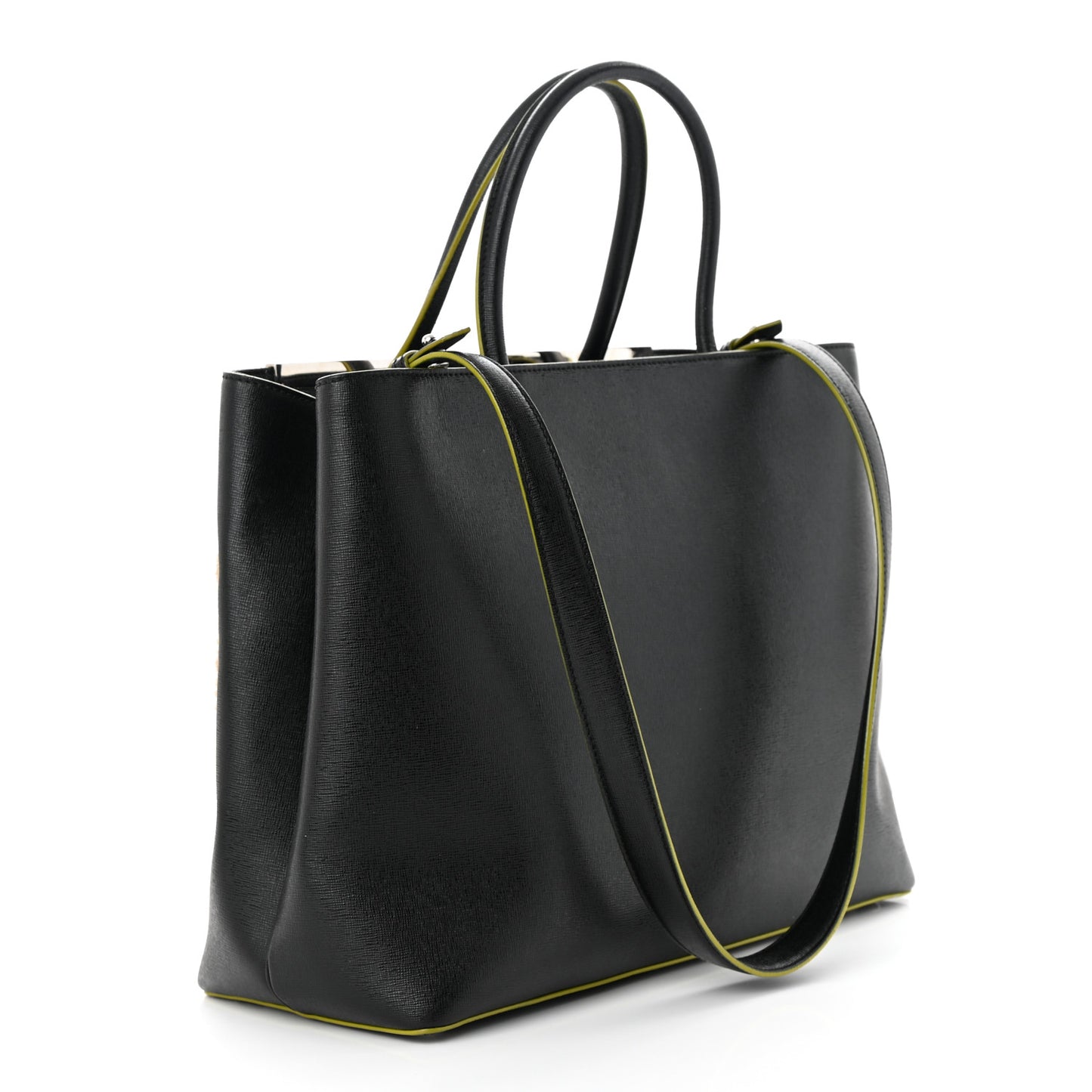 Vitello Elite Shearling Block Letter Regular 2Jours Tote Black