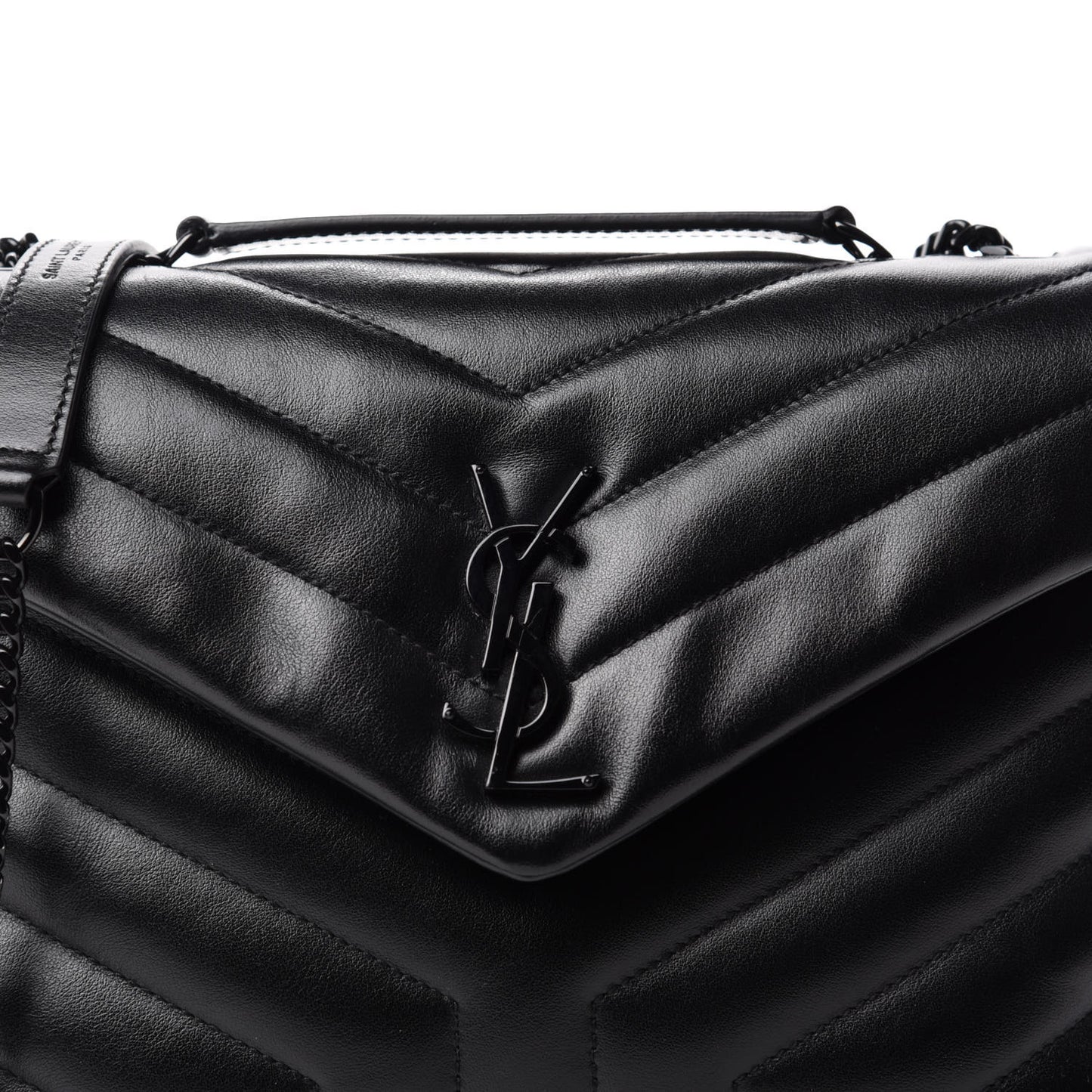 Calfskin Y Quilted Monogram Small Loulou Chain Satchel Black