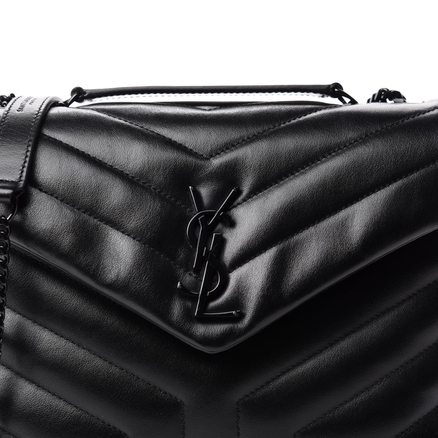Saint Laurent Calfskin Y Quilted Monogram Small Loulou Chain Satchel Black 11 of 11