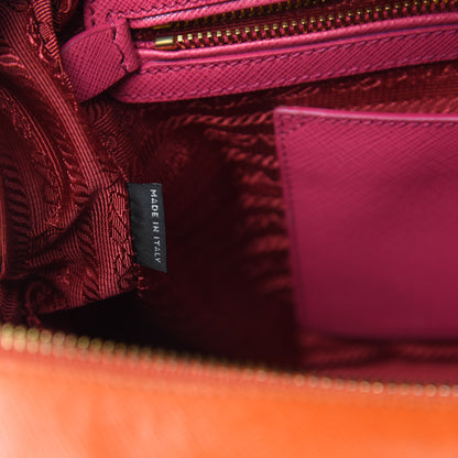 Prada Saffiano Lux Petite Bowler Fuchsia Papaya 7 of 15