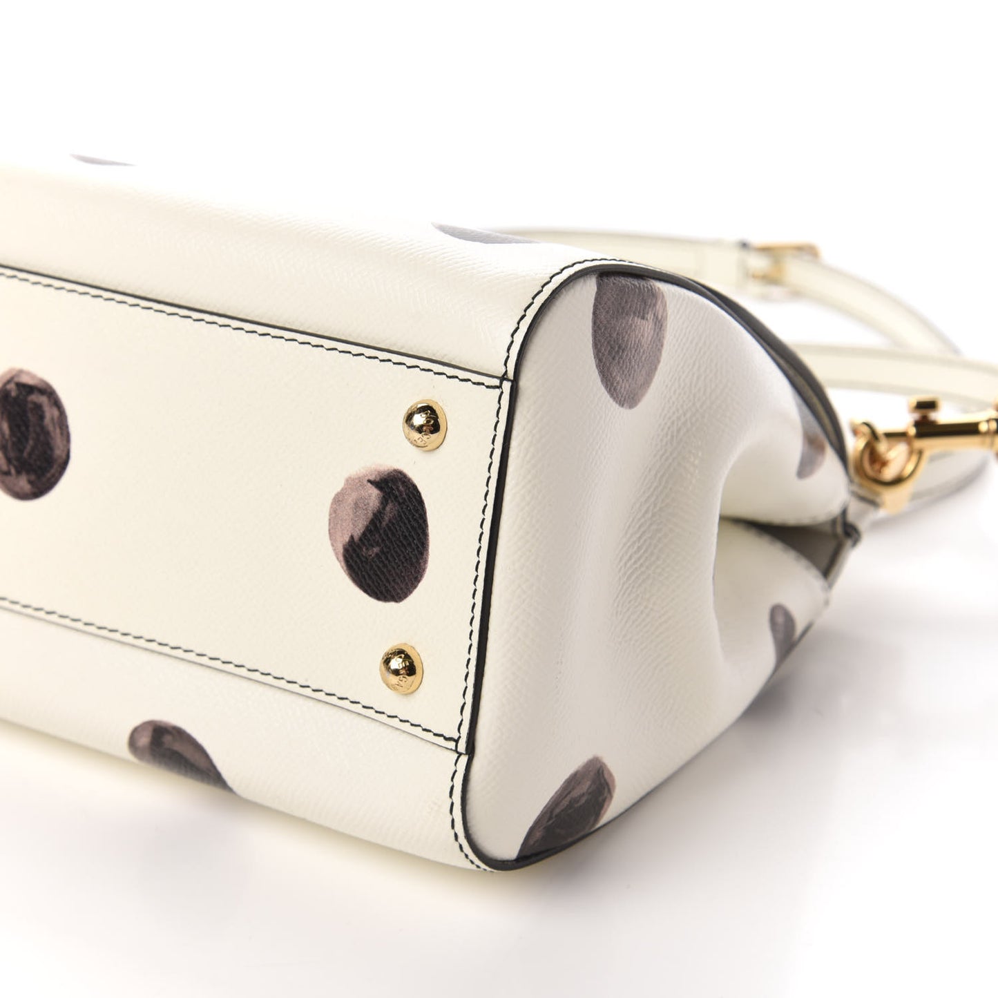 Vitello Polka Dot Medium Miss Sicily Satchel White