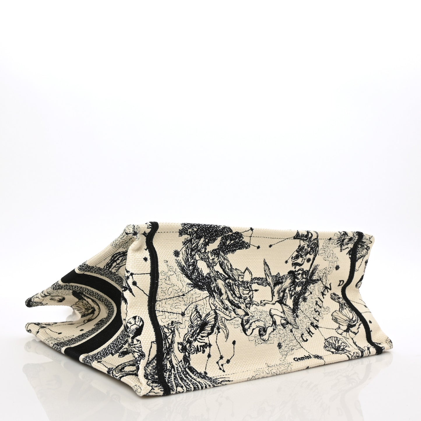 Canvas Zodiac Toile De Jouy Embroidered Medium Book Tote Latte
