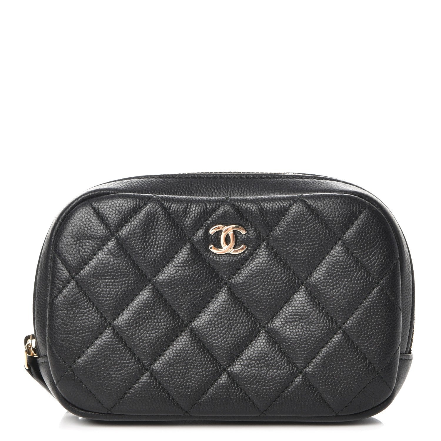 Chanel Caviar Quilted Small Curvy Pouch Cosmetic Case Black 1 of 7