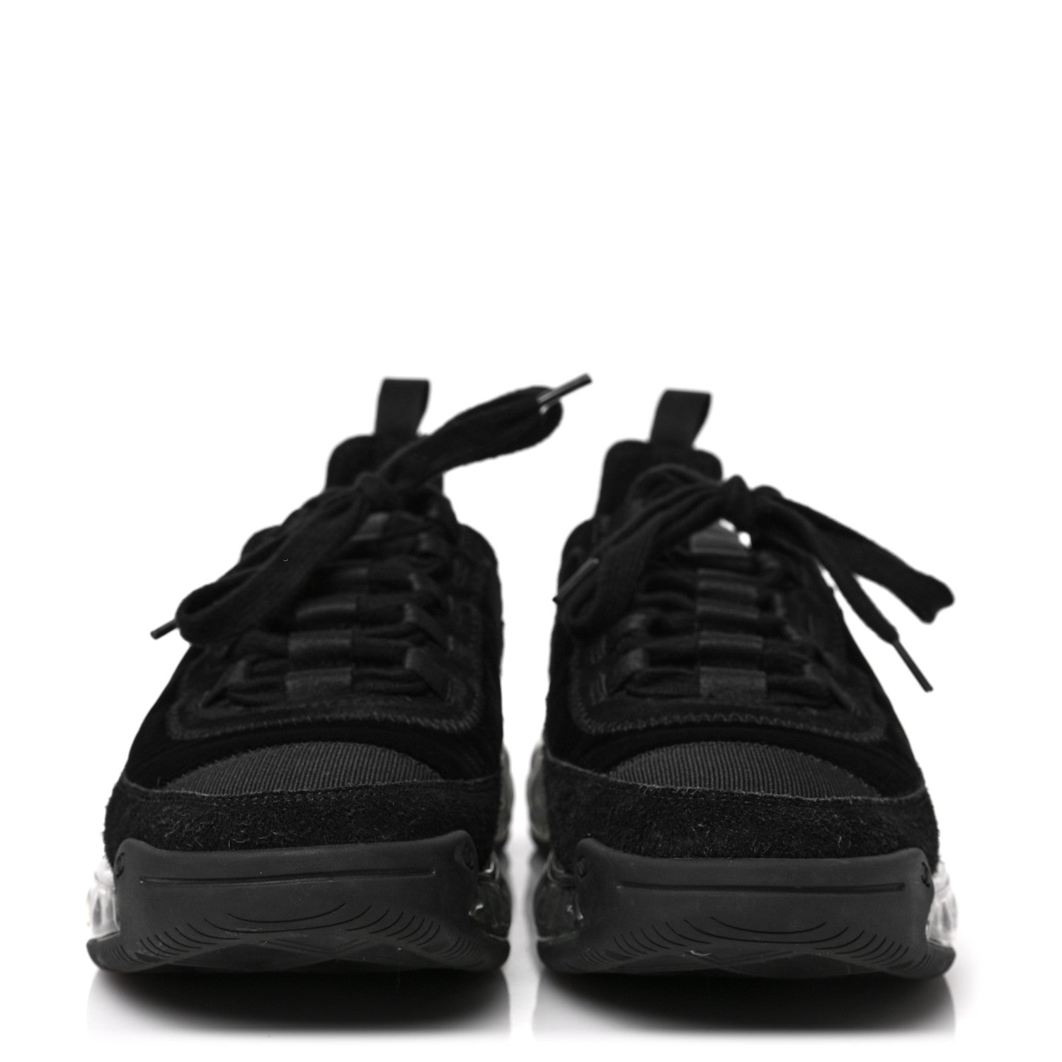 Chanel Suede Calfskin Velvet Grosgrain CC Sneakers 38.5 Black 2 of 8