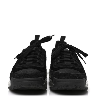 Chanel Suede Calfskin Velvet Grosgrain CC Sneakers 38.5 Black 2 of 8