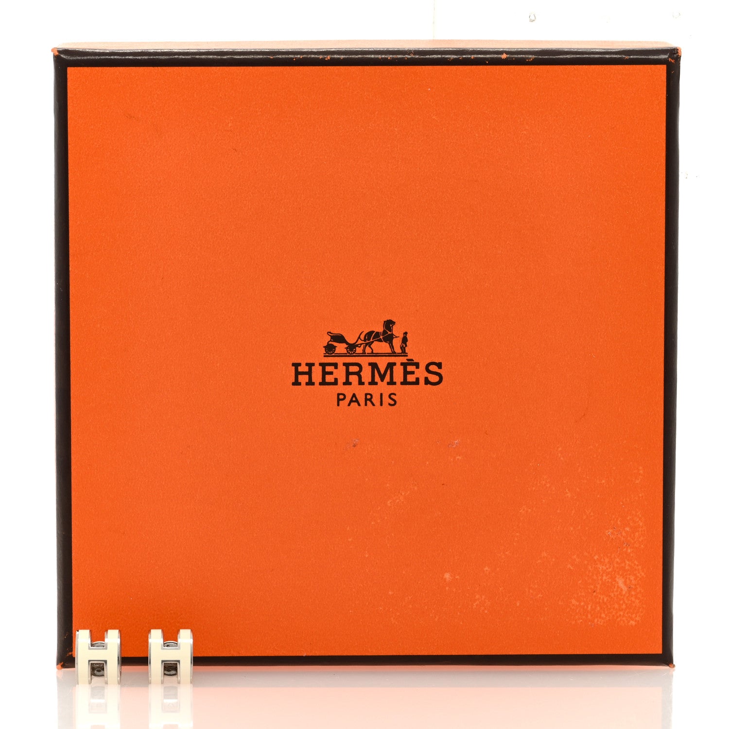 Hermes Palladium Lacquered Mini Pop H Earrings White 5 of 5