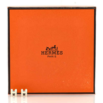 Hermes Palladium Lacquered Mini Pop H Earrings White 5 of 5