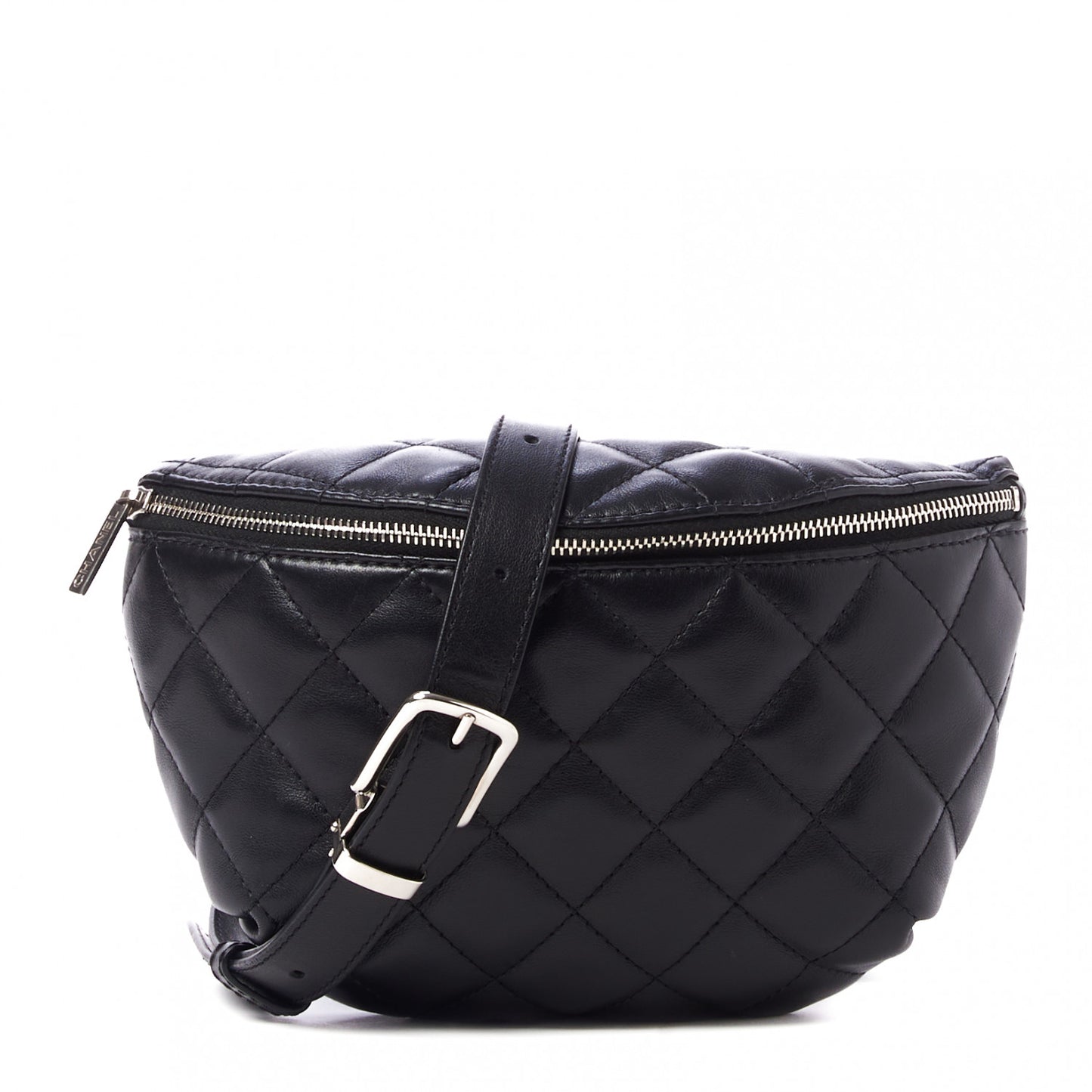 Calfskin Quilted Waist Belt Bag Black