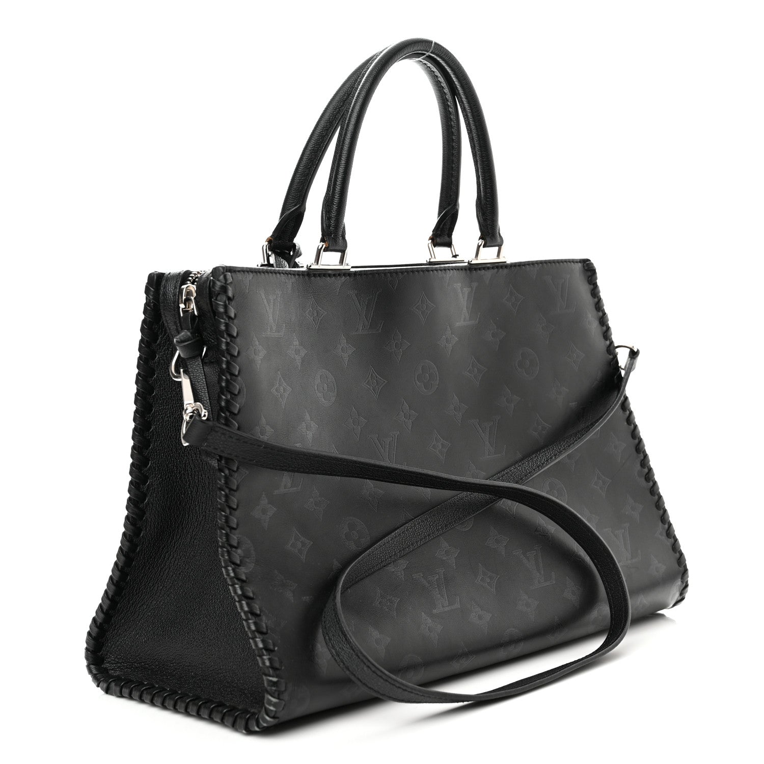 Louis Vuitton Monogram Cuir Plume Very Zipped Tote Black 3 of 12