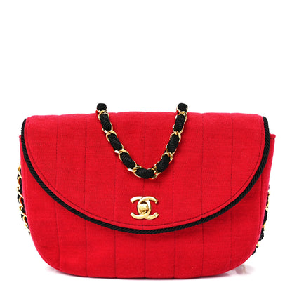 Chanel Jersey Vertical Quilted Half Moon Chain Flap Red 1 of 11
