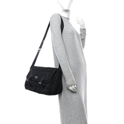 Prada Tessuto Nylon Saffiano Vela Messenger Bag Black 2 of 11