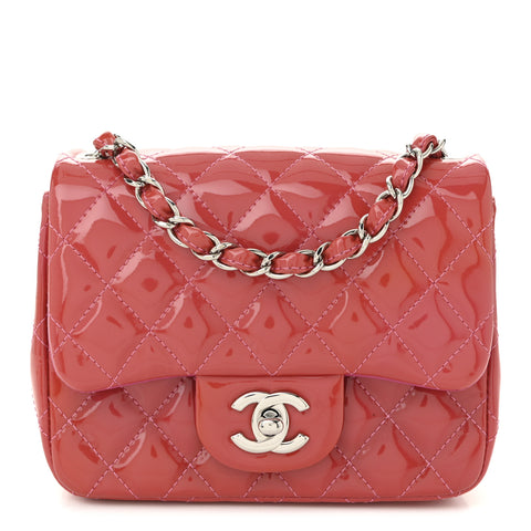 Patent Quilted Mini Square Flap Pink