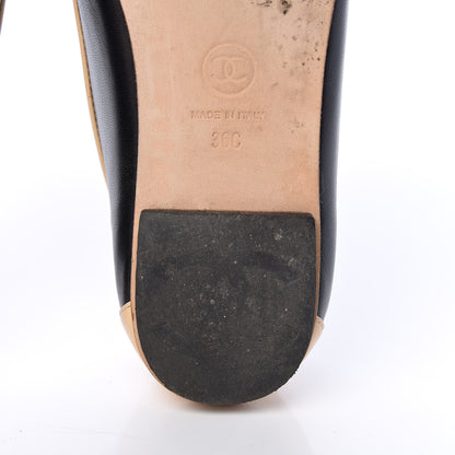 Chanel Lambskin CC Mocassin Loafers 36 Black Beige 13 of 15