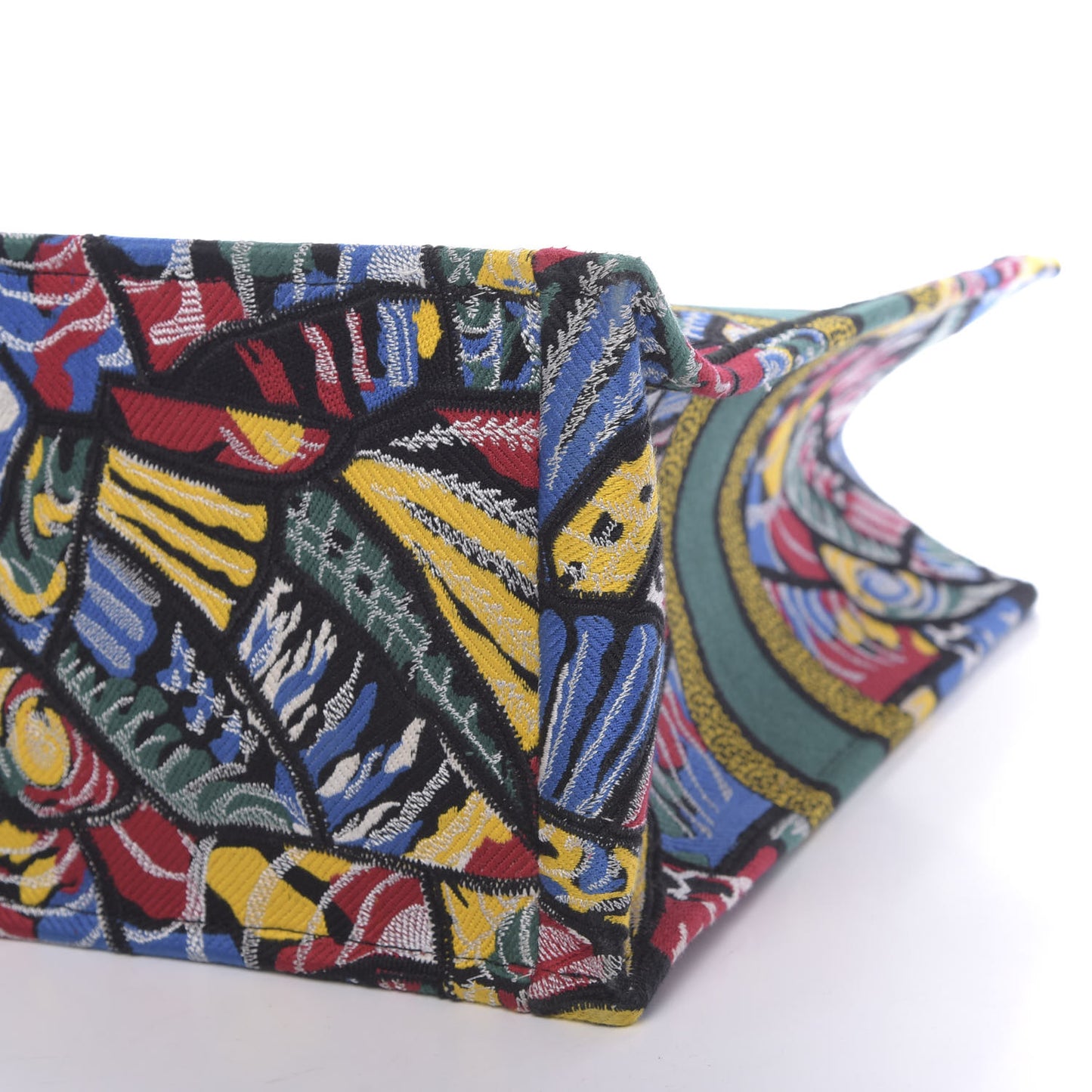 Canvas Embroidered Butterfly Book Tote Black Multicolor