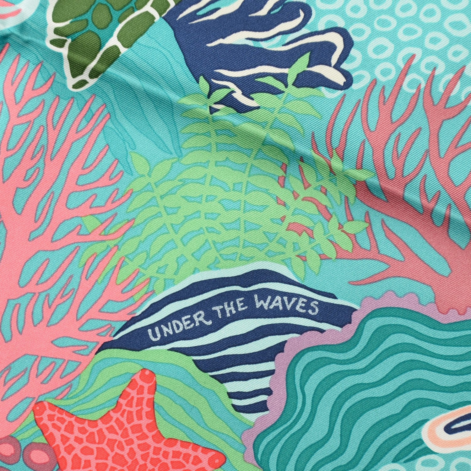 Hermes Silk Under The Waves Scarf 90 Vert Corail Aqua 7 of 7