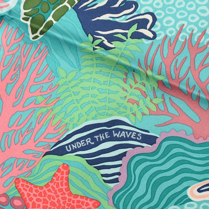 Hermes Silk Under The Waves Scarf 90 Vert Corail Aqua 7 of 7