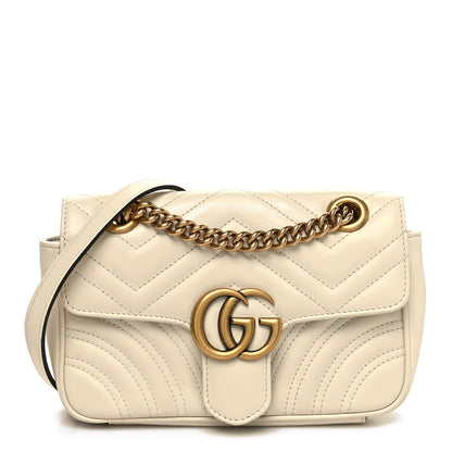 Gucci Calfskin Matelasse Mini GG Marmont Shoulder Bag White 1 of 10