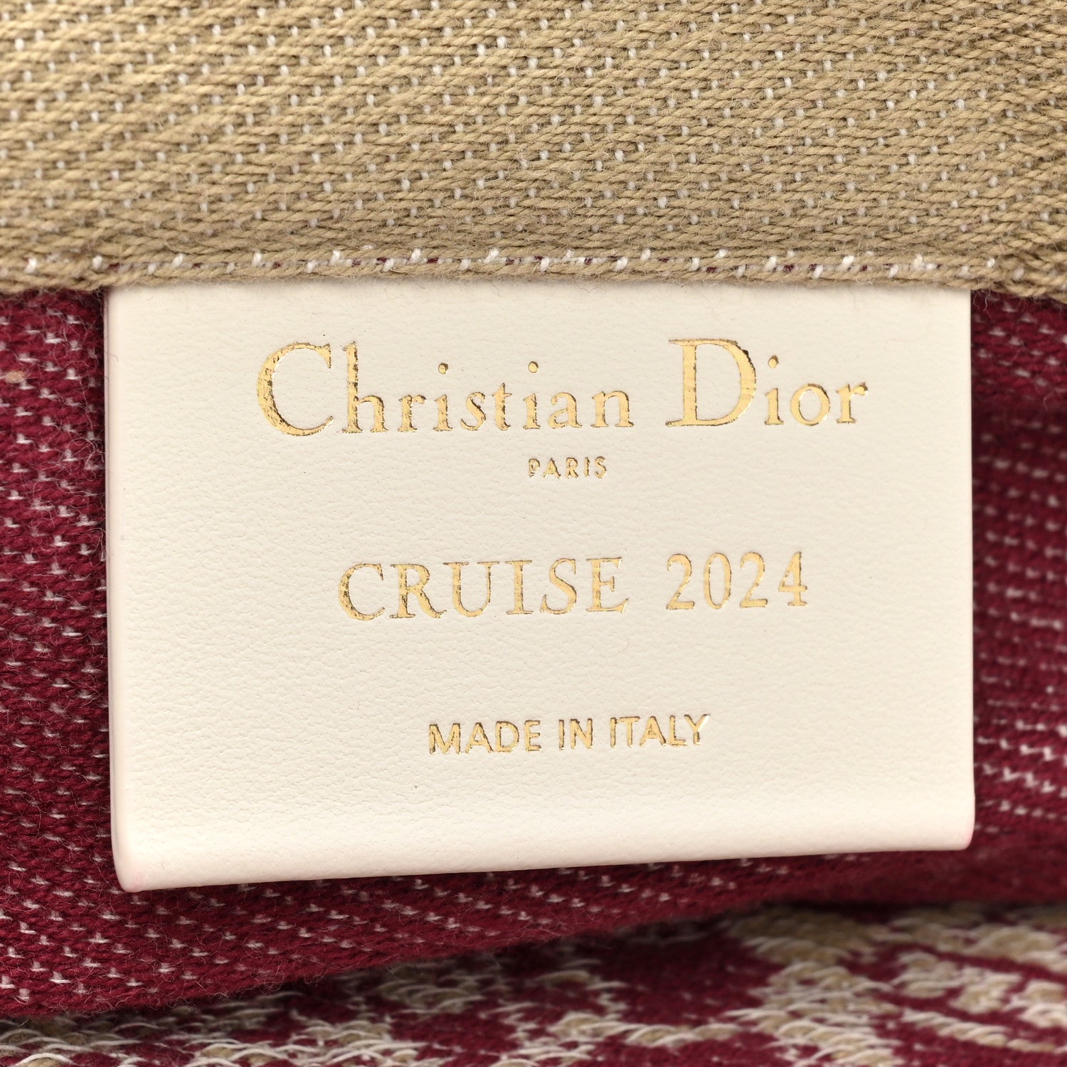 Christian Dior Canvas Print Cruise 2024 Mexico City Tote Ivory Burgundy 6 of 9