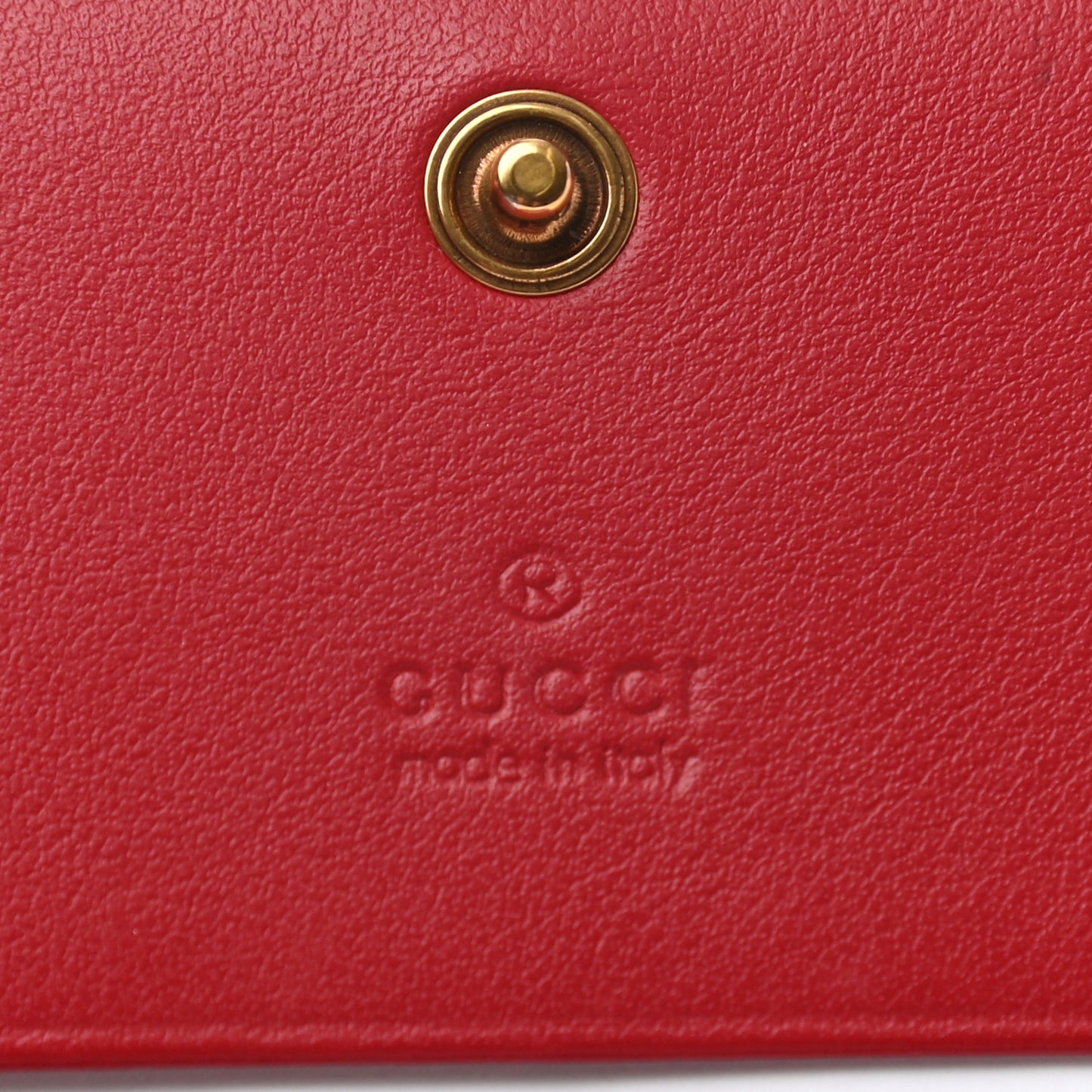 Calfskin Matelasse GG Marmont Card Case Wallet Hibiscus Red