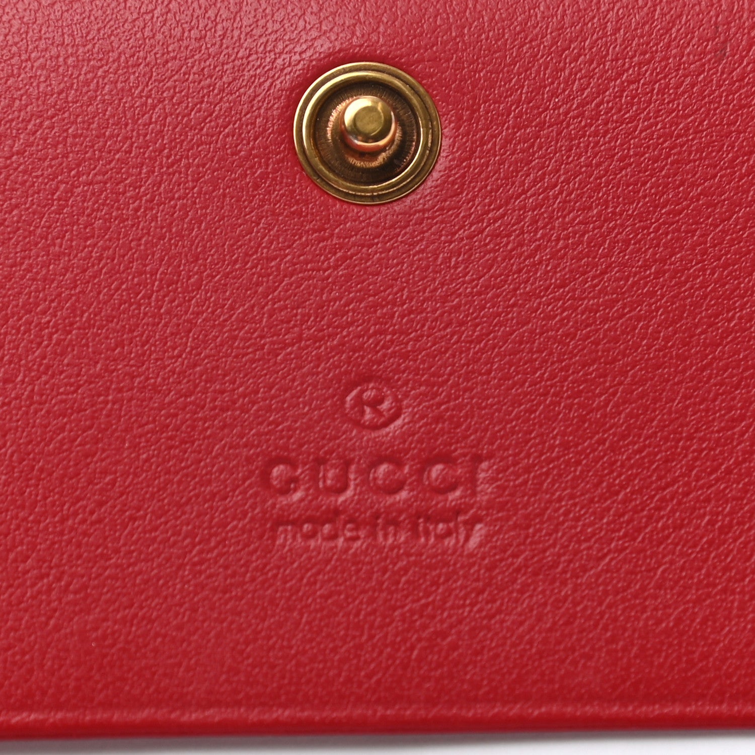 Gucci Calfskin Matelasse GG Marmont Card Case Wallet Hibiscus Red 6 of 7