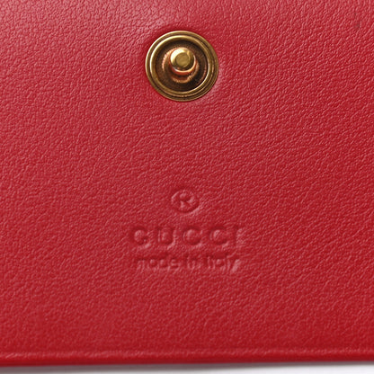 Gucci Calfskin Matelasse GG Marmont Card Case Wallet Hibiscus Red 6 of 7