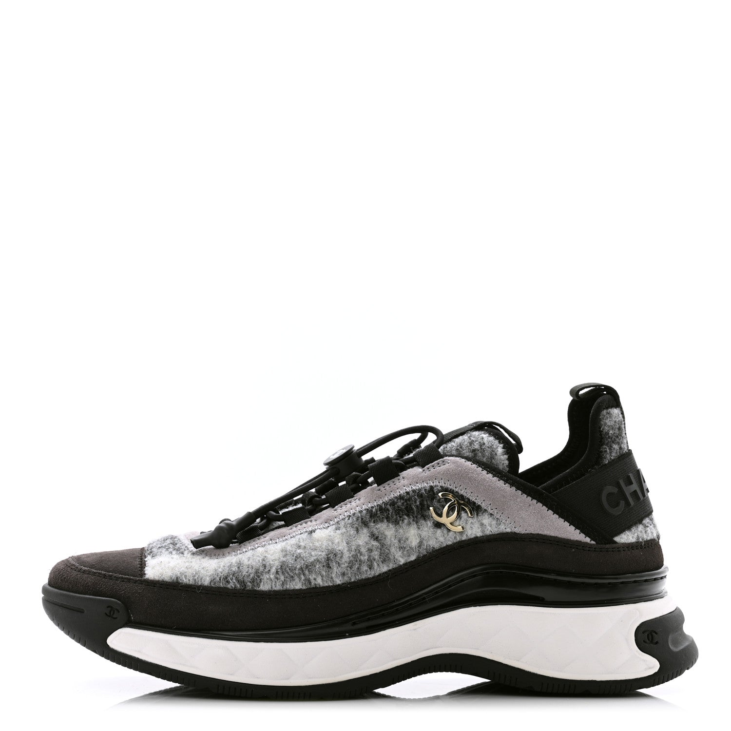 Chanel Fabric Suede Calfskin CC Sneakers 39.5 Gray 1 of 9