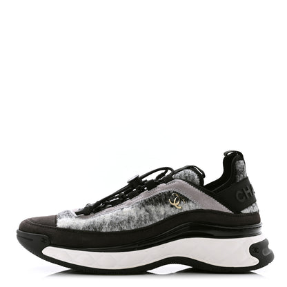 Chanel Fabric Suede Calfskin CC Sneakers 39.5 Gray 1 of 9
