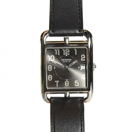 Hermes Stainless Steel Barenia 33mm Cape Cod Quartz Watch Noir 1 of 22
