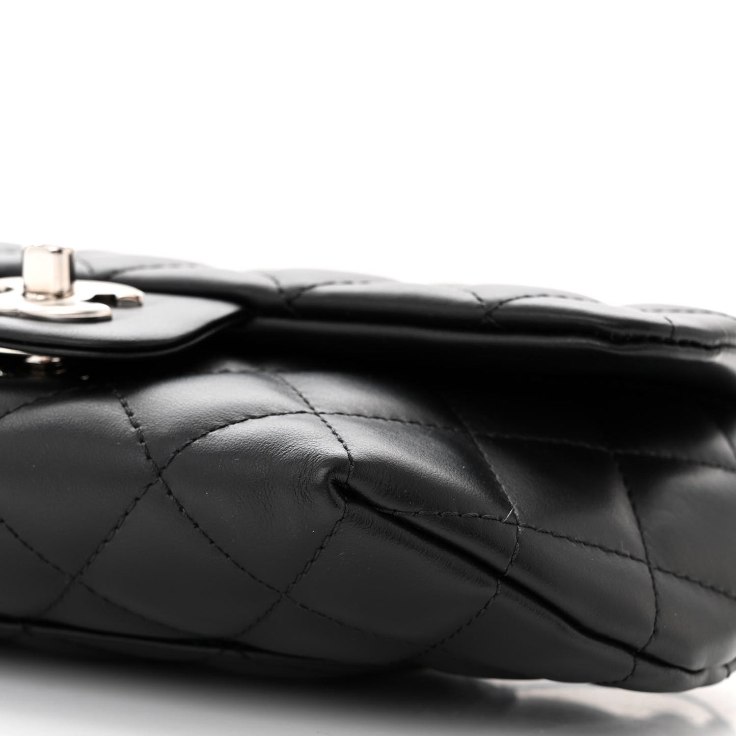Calfskin Quilted CC Uniform Flap Belt Bag Black