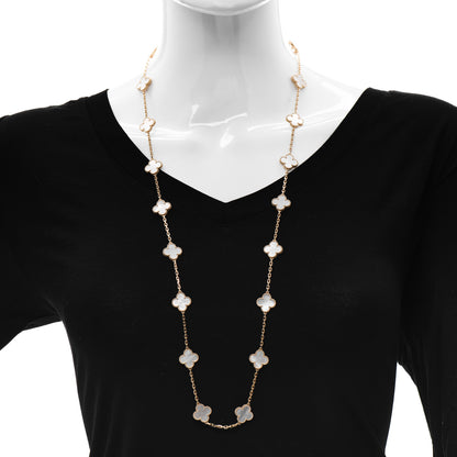Van Cleef & Arpels 18K Yellow Gold Mother of Pearl 20 Motifs Vintage Alhambra Necklace 2 of 6
