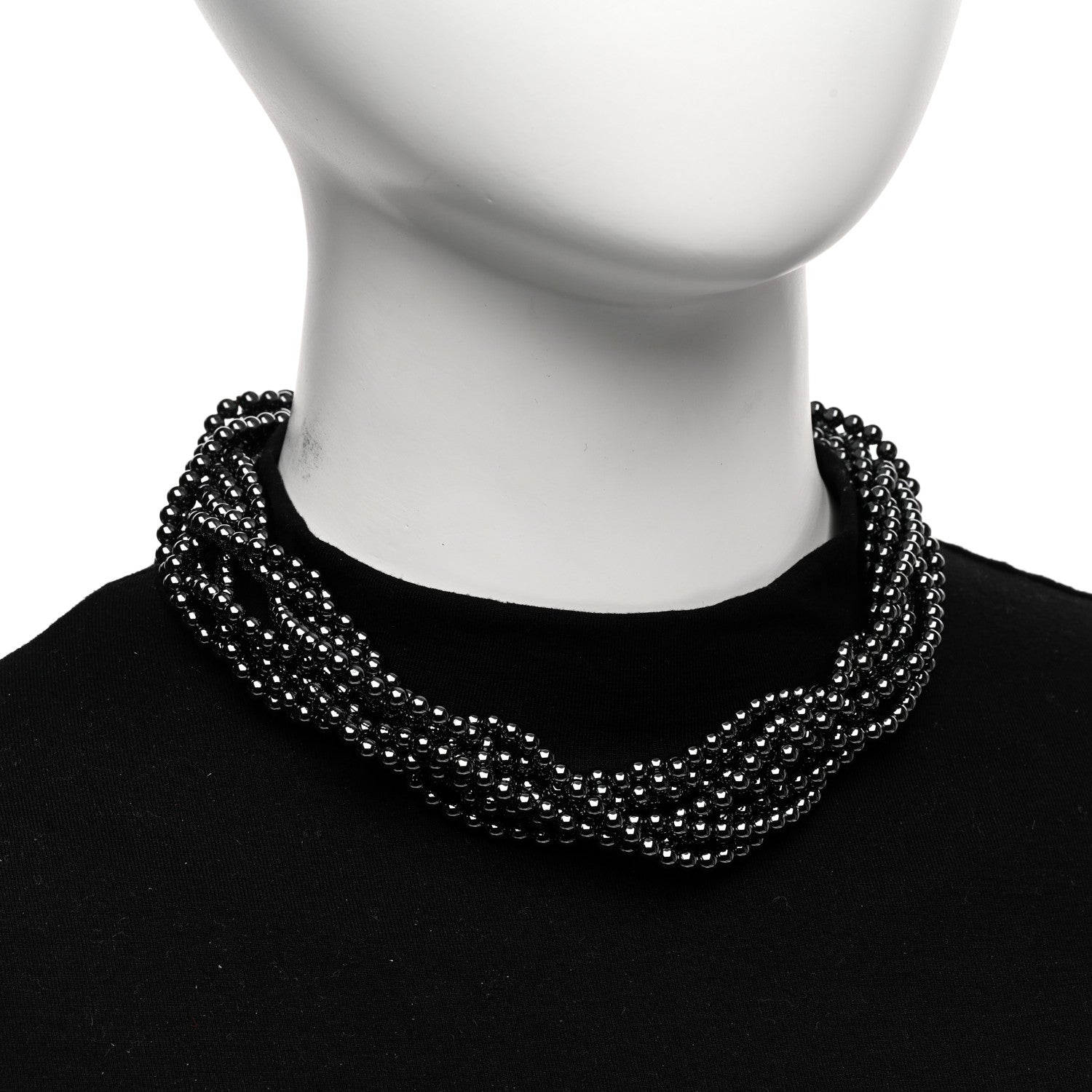 Tiffany Sterling Silver Hematite Torsade Multi Strand Bead Necklace 2 of 5