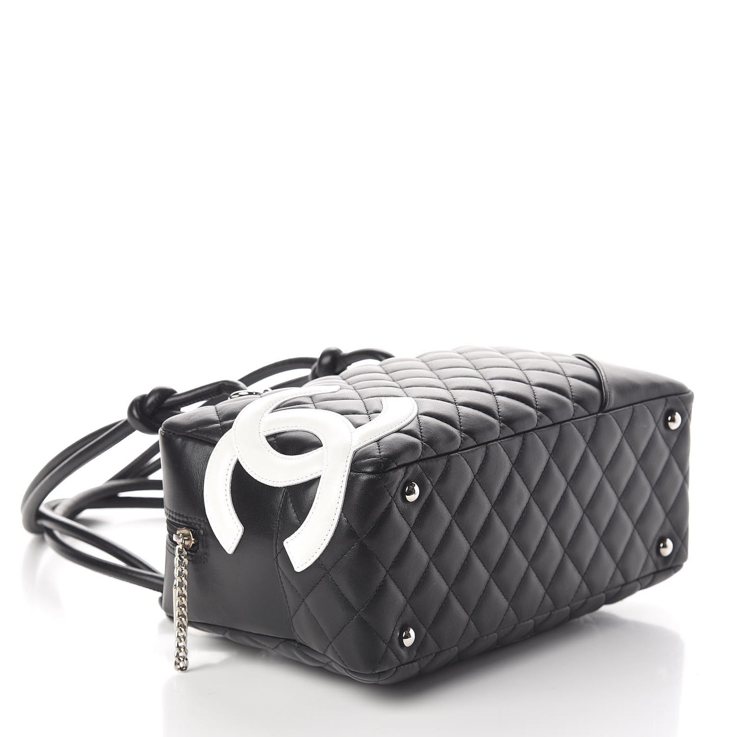 Calfskin Quilted Large Cambon Bowler Black White