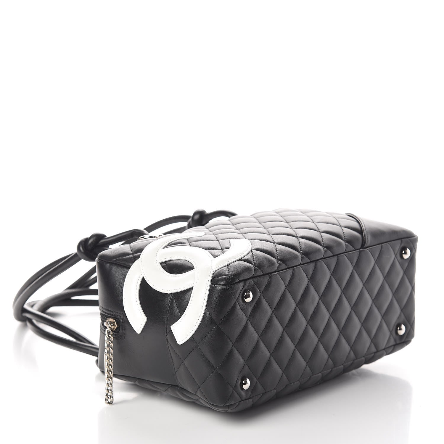 Chanel Calfskin Quilted Large Cambon Bowler Black White 4 of 10