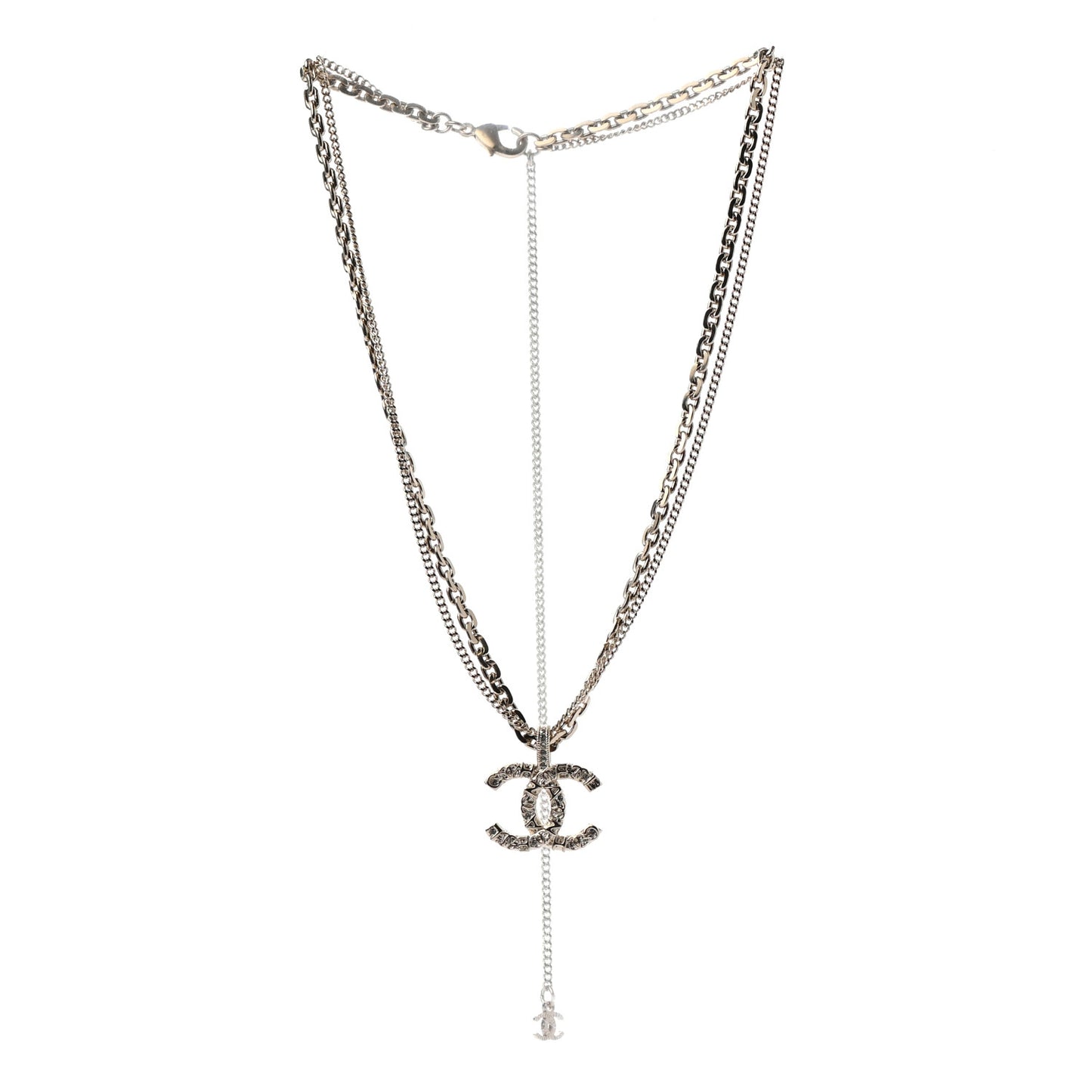 Crystal CC Multi Strand Chain Necklace Gold