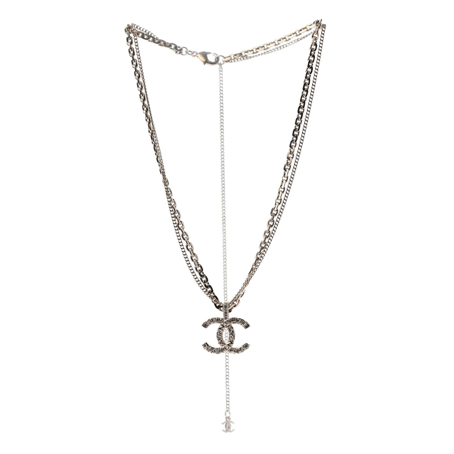 Chanel Crystal CC Multi Strand Chain Necklace Gold 3 of 5