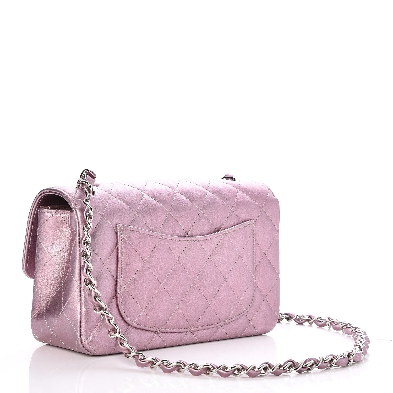 Chanel Metallic Calfskin Quilted Mini Rectangular Flap Pink 3 of 8
