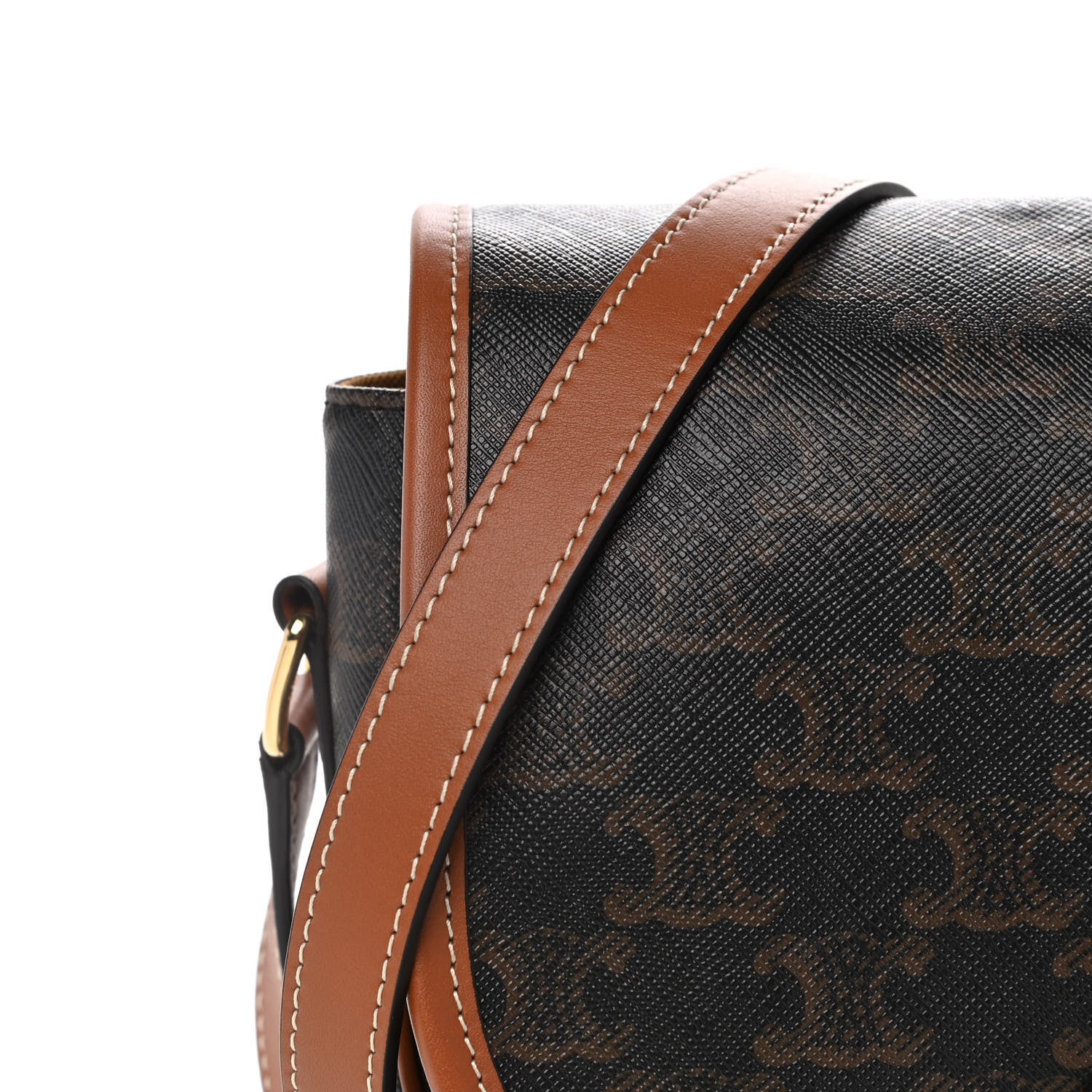 Celine Triomphe Canvas Medium Folco Bag Tan 9 of 12