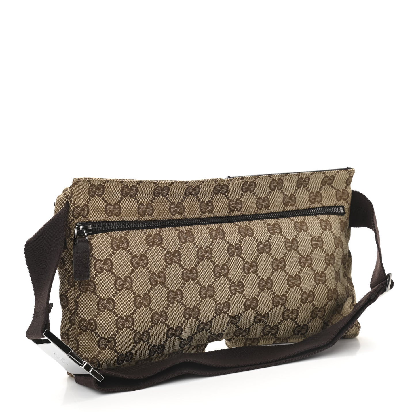 GG Monogram Double Pocket Belt Bag Dark Brown