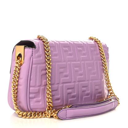Fendi Nappa FF Embossed Small Midi Chain Baguette Violetta 3 of 10