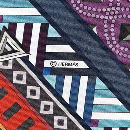 Hermes Silk Colliers De Chiens Maxi Twilly Cobalt Vert Prune 4 of 6