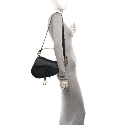 Christian Dior Grained Calfskin Saddle Bag With Strap Black 2 of 11