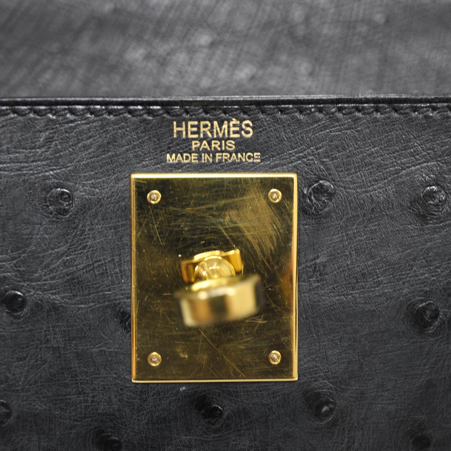 Hermes Ostrich Kelly 28 Black 8 of 9