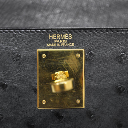 Hermes Ostrich Kelly 28 Black 8 of 9