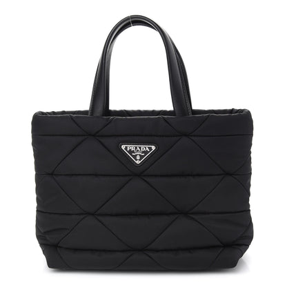 Prada Re-Nylon Nappa Triangle Quilted Padded Double Handled Zip Pocket Tote Black 1 of 8