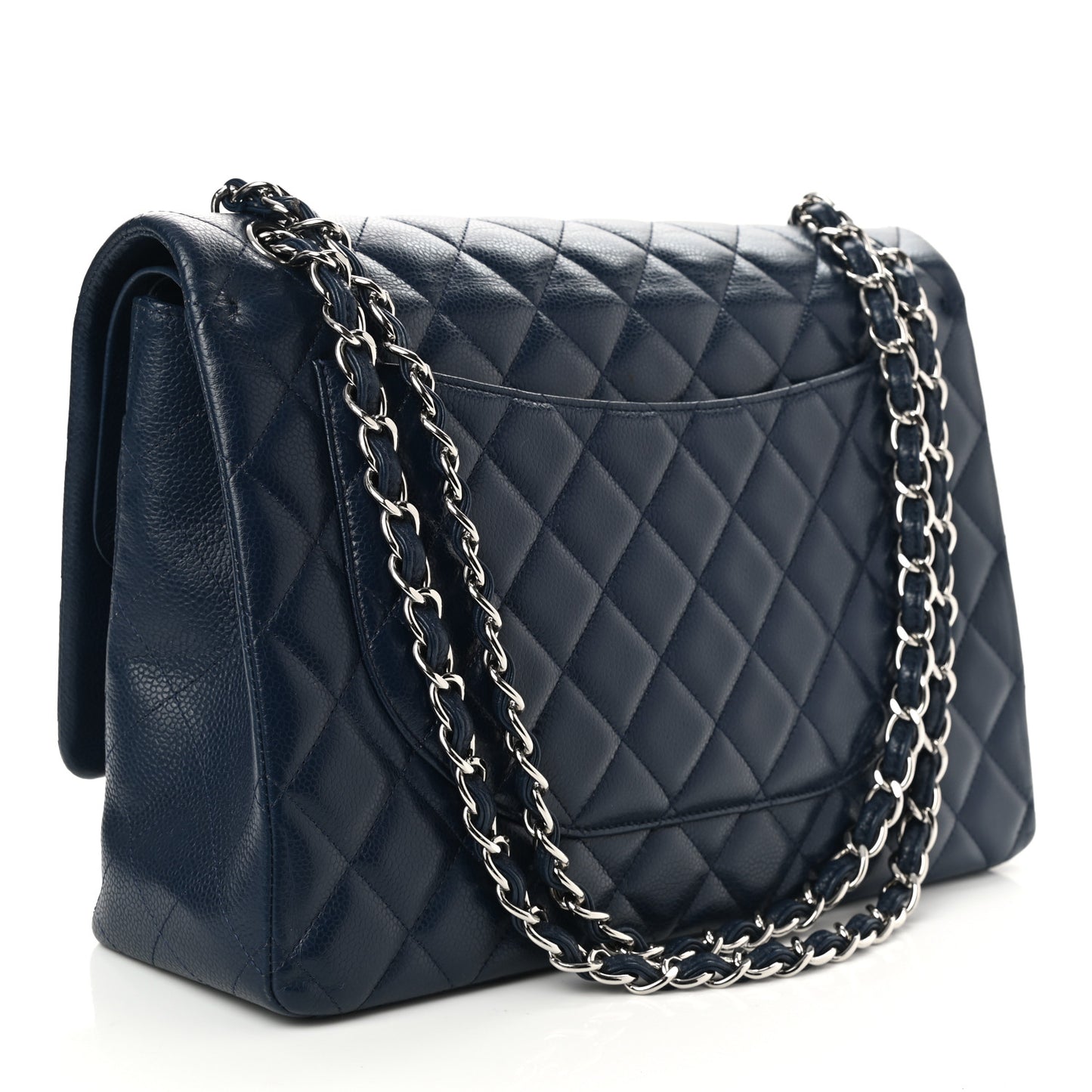 Caviar Quilted Maxi Double Flap Blue
