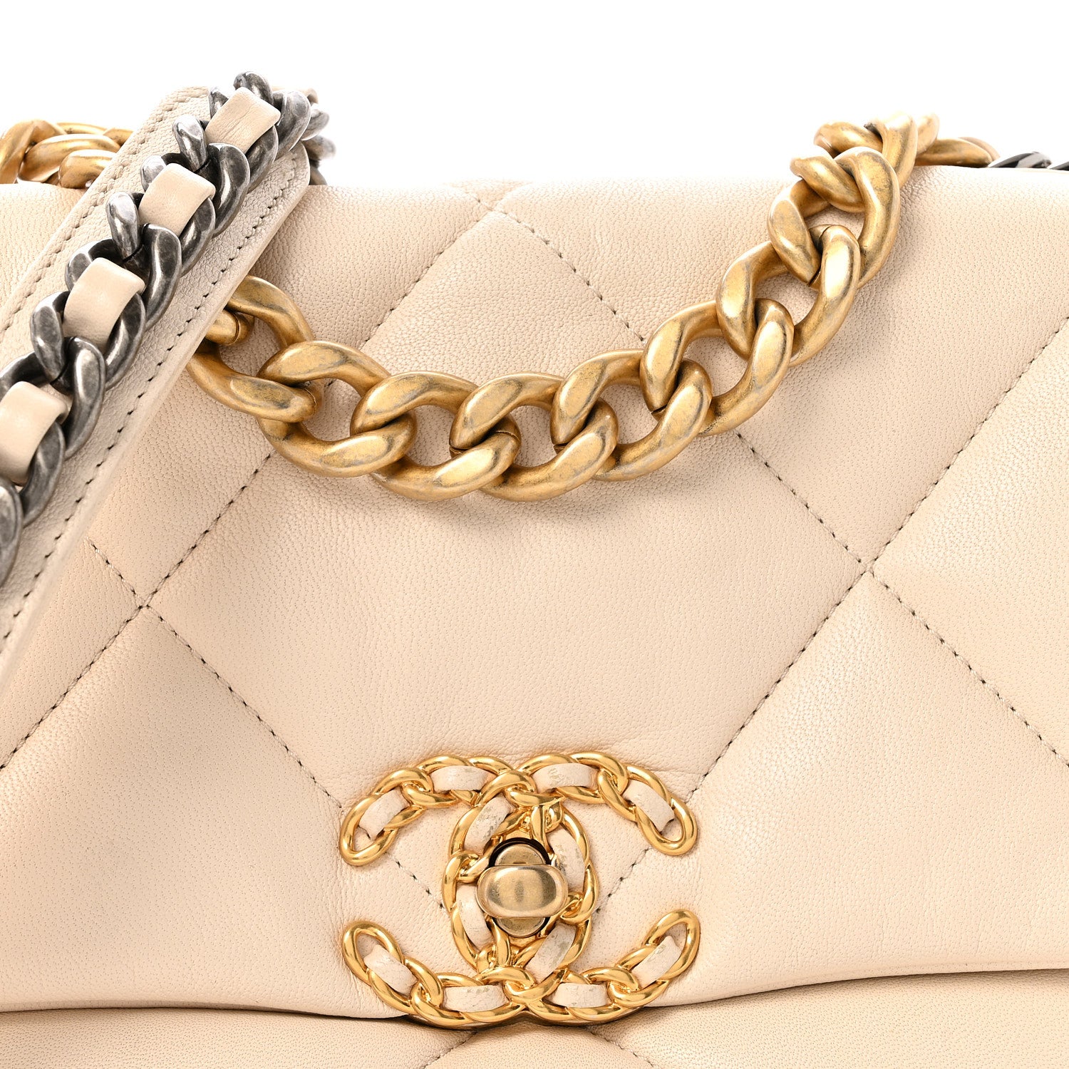 Chanel Goatskin Quilted Medium Chanel 19 Flap Light Beige 7 of 11