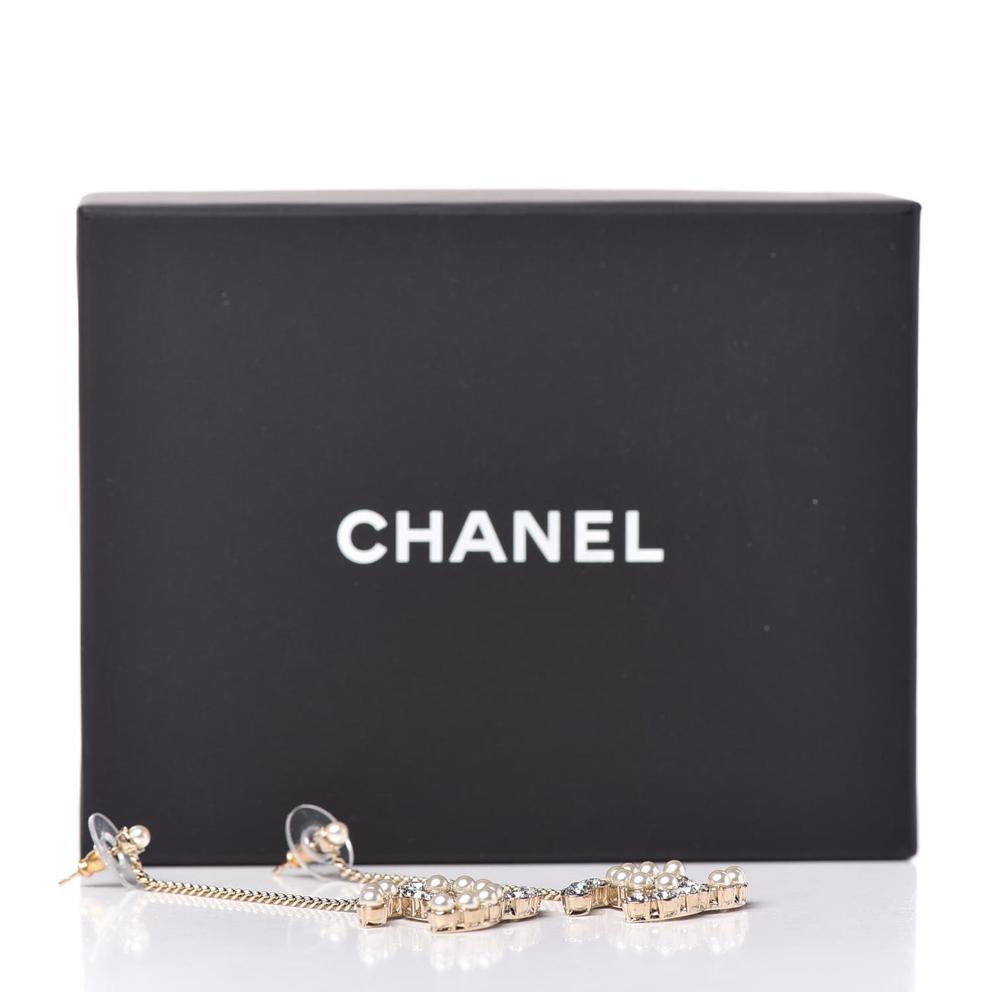 Crystal Pearl Dazzling Domino Drop Earrings Matte Gold